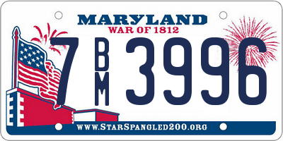 MD license plate 7BM3996