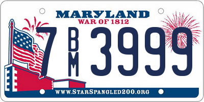 MD license plate 7BM3999