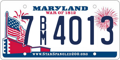 MD license plate 7BM4013