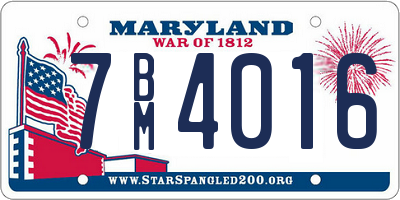 MD license plate 7BM4016
