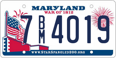 MD license plate 7BM4019