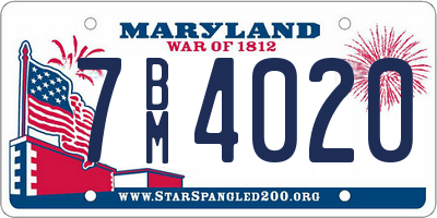 MD license plate 7BM4020