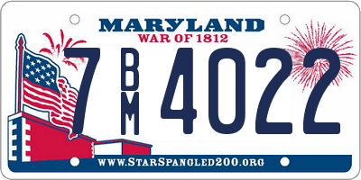 MD license plate 7BM4022