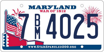 MD license plate 7BM4025