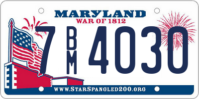 MD license plate 7BM4030