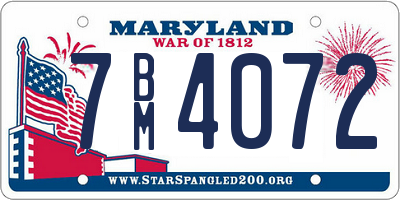 MD license plate 7BM4072