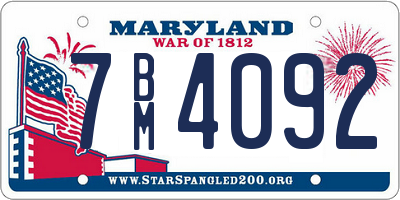 MD license plate 7BM4092