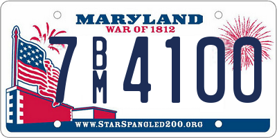 MD license plate 7BM4100