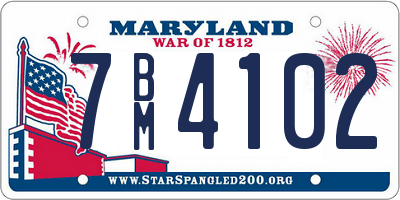 MD license plate 7BM4102