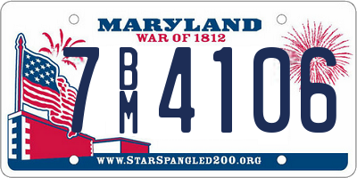 MD license plate 7BM4106