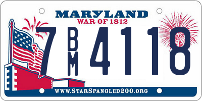 MD license plate 7BM4118