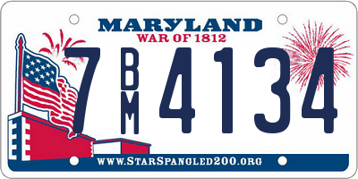 MD license plate 7BM4134