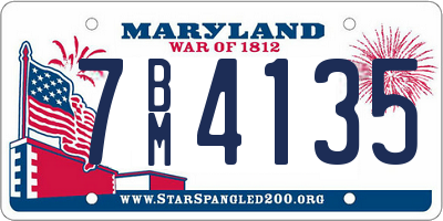 MD license plate 7BM4135