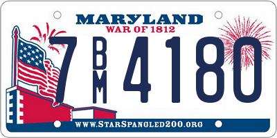 MD license plate 7BM4180