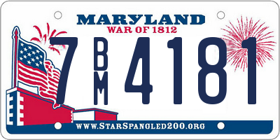 MD license plate 7BM4181