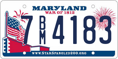 MD license plate 7BM4183
