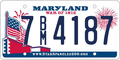 MD license plate 7BM4187