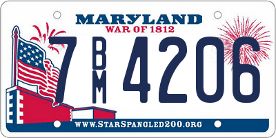 MD license plate 7BM4206