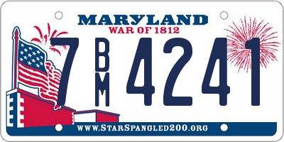 MD license plate 7BM4241