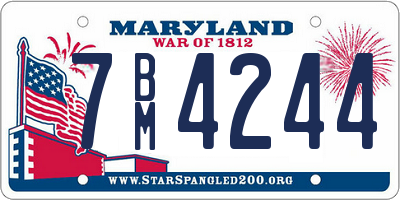 MD license plate 7BM4244