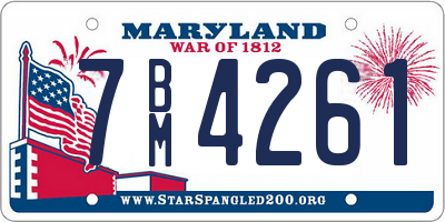 MD license plate 7BM4261