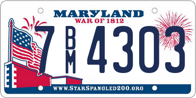 MD license plate 7BM4303