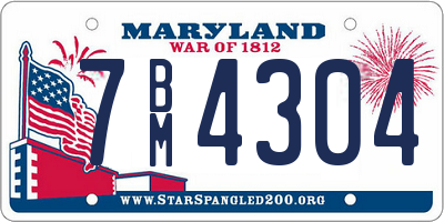 MD license plate 7BM4304