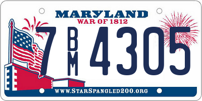 MD license plate 7BM4305