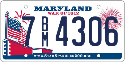 MD license plate 7BM4306