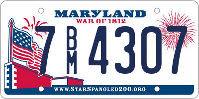 MD license plate 7BM4307