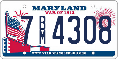 MD license plate 7BM4308