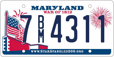 MD license plate 7BM4311