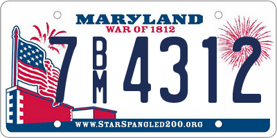 MD license plate 7BM4312