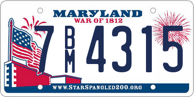 MD license plate 7BM4315