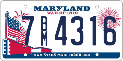 MD license plate 7BM4316