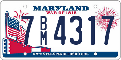 MD license plate 7BM4317