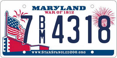 MD license plate 7BM4318