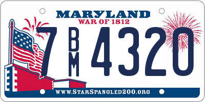 MD license plate 7BM4320