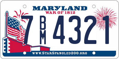 MD license plate 7BM4321