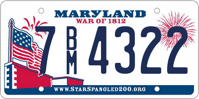 MD license plate 7BM4322