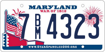 MD license plate 7BM4323