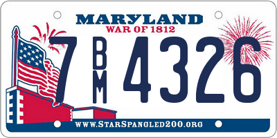 MD license plate 7BM4326