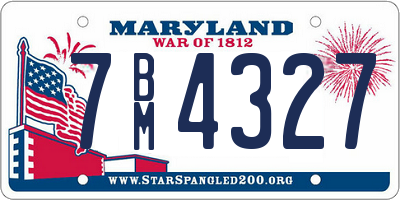 MD license plate 7BM4327