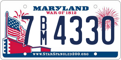 MD license plate 7BM4330