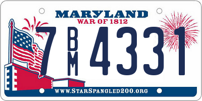 MD license plate 7BM4331