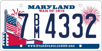 MD license plate 7BM4332