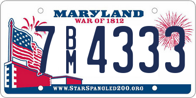 MD license plate 7BM4333