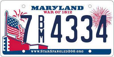 MD license plate 7BM4334