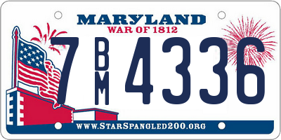 MD license plate 7BM4336