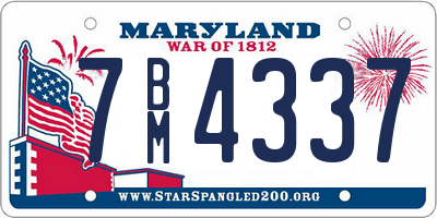 MD license plate 7BM4337